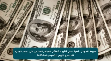 هبوط الدولار..  تعرف على تأثير انخفاض الدولار العالمي على سعر الجنيه المصري اليوم الخميس 4-9-2025